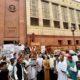 Protest at entrance of Indian Parliament